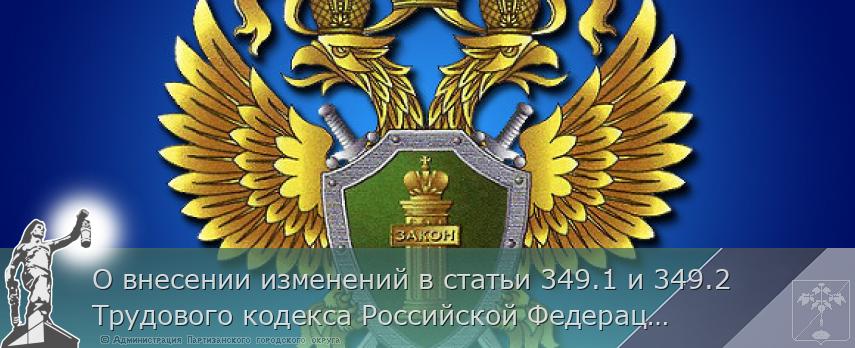 О внесении изменений в статьи 349.1 и 349.2 Трудового кодекса Российской Федерации